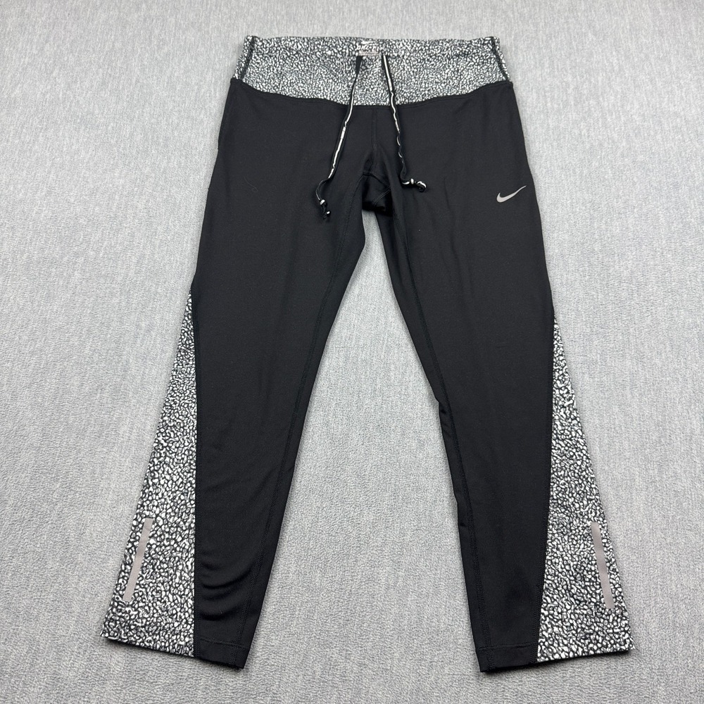 Nike Leggings Women Medium Black Racer 2.0 Dri-Fit‎ Running Training Capri Tight